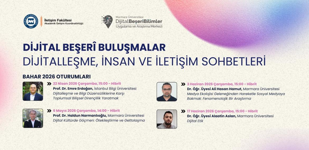 Dijital Beşeri Buluşmalar: Dijitalleşme, İnsan ve İletişim Sohbetleri bahar dönemi oturumları